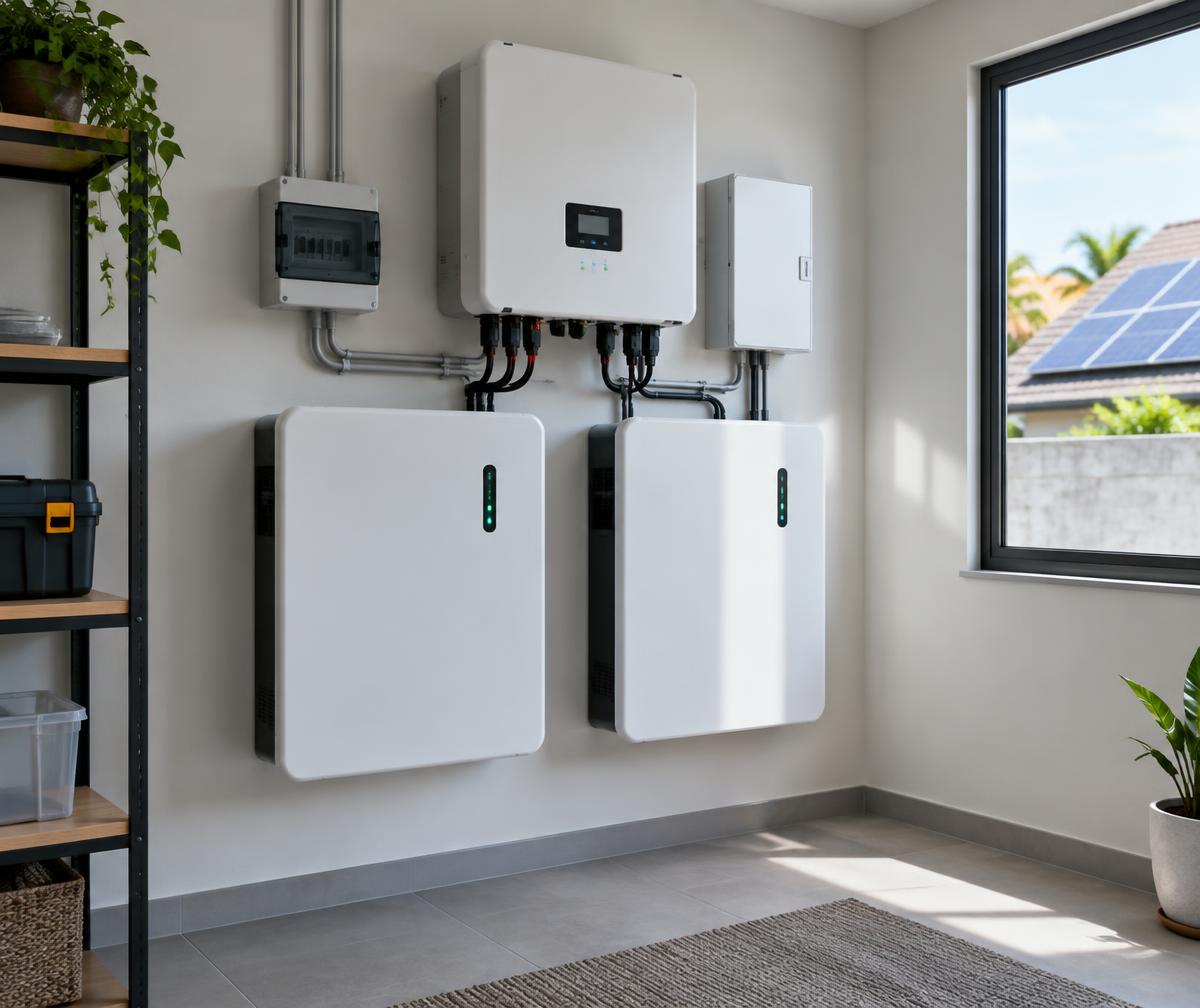 Inversor híbrido e baterias para armazenamento de energia